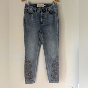 Soft Surroundings Jeans Womens Sz 8 Blue Studded Ankle Denim